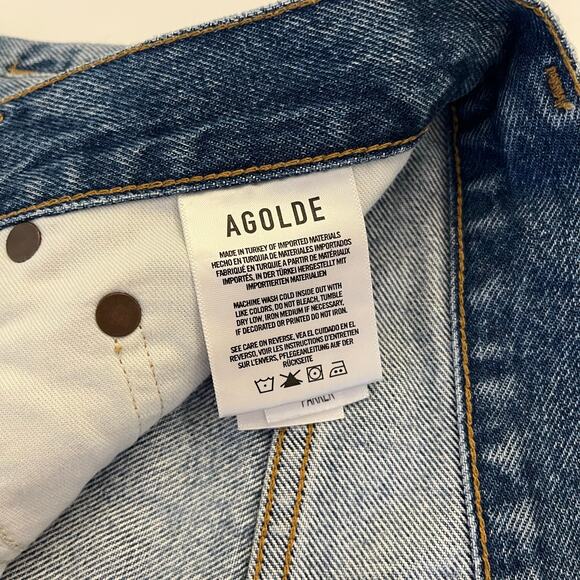 AGOLDE Parker Long Short 25 Medium Wash Wheel Cutoff Button Fly 4" Inseam - Picture 8 of 12